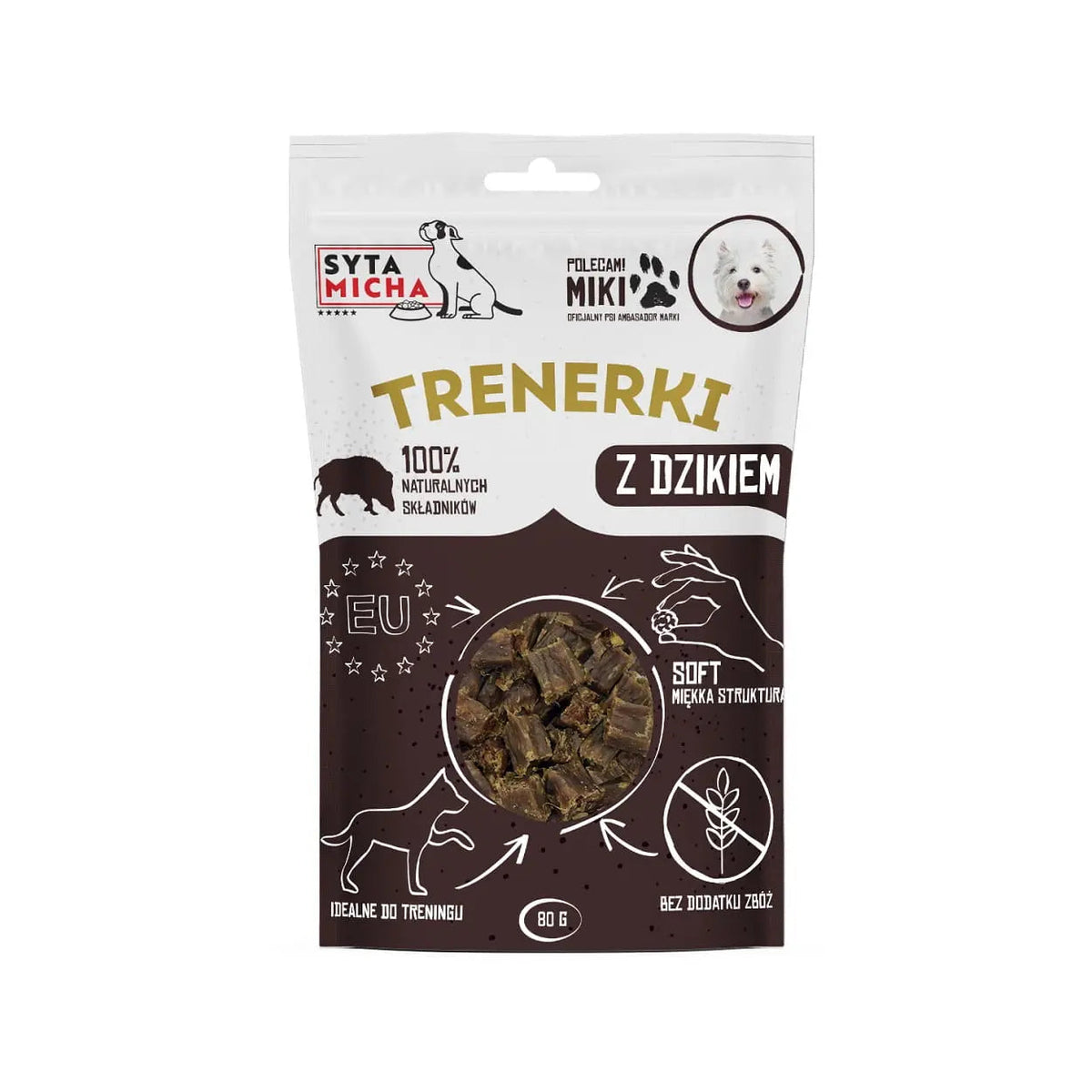 Trenerki z Dzikiem - miękkie przysmaki treningowe Syta Micha 80g Syta Micha