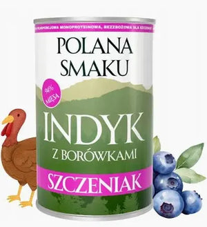 Polana Smaku dla szczeniąt - Indyk z borówkami 400g