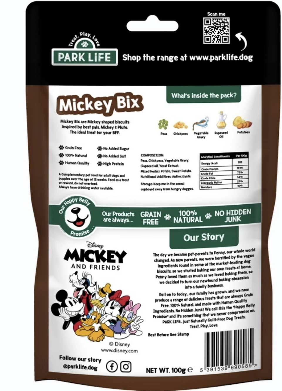 Park Life Mickey Bix Ciasteczka dla psa z warzywną polewą 100g