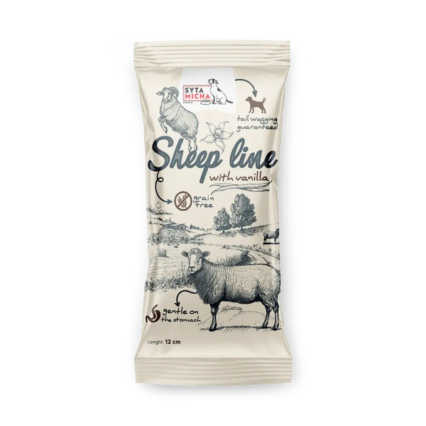 Syta Micha Sheep Line Kość do żucia dla szczeniąt Owca z wanilią 12cm Syta Micha