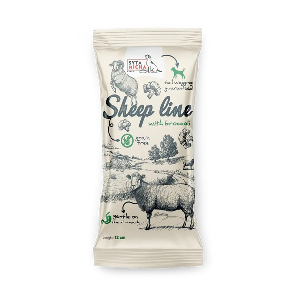 Syta Micha Sheep Line Kość do żucia Owca z brokułem 12cm Syta Micha
