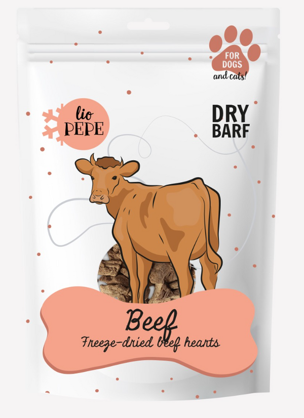 Przysmak dla psa i kota Lio PEPE Beef hearts serca wołowe 60g
