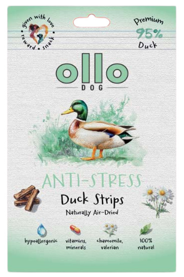 Ollo Air Dried Antistress Duck Strips Przysmaki funkcyjne dla psa 80g