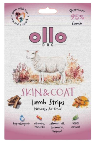 Ollo Air Dried Skin & Coat Lamb Strips Przysmaki funkcyjne dla psa 80g
