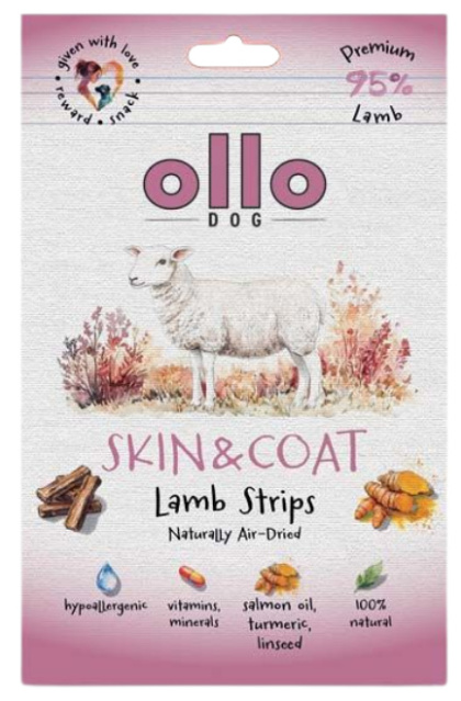 Ollo Air Dried Skin & Coat Lamb Strips Przysmaki funkcyjne dla psa 80g