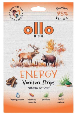 Ollo Air Dried Energy Venison Strips Przysmaki funkcyjne dla psa 80g
