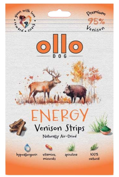Ollo Air Dried Energy Venison Strips Przysmaki funkcyjne dla psa 80g