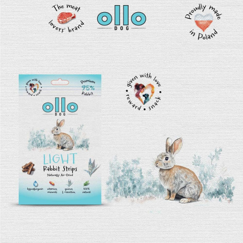 Ollo Air Dried Light Rabbit Strips Przysmaki funkcyjne dla psa 80g Ollo Air Dried Light Rabbit Strips Przysmaki funkcyjne dla psa 80g