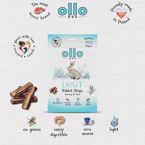 Ollo Air Dried Light Rabbit Strips Przysmaki funkcyjne dla psa 80g Ollo Air Dried Light Rabbit Strips Przysmaki funkcyjne dla psa 80g