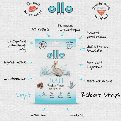 Ollo Air Dried Light Rabbit Strips Przysmaki funkcyjne dla psa 80g Ollo Air Dried Light Rabbit Strips Przysmaki funkcyjne dla psa 80g