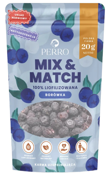 Perro Mix & Match Liofilizowana Borówka amerykańska 20g Perro Mix & Match Liofilizowana Borówka amerykańska 20g