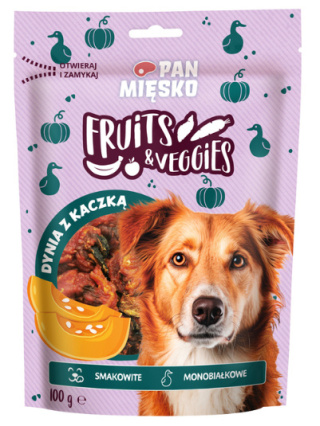 Smaczki dla psa Pan Mięsko Fruits & Veggies Dynia z kaczką 100g