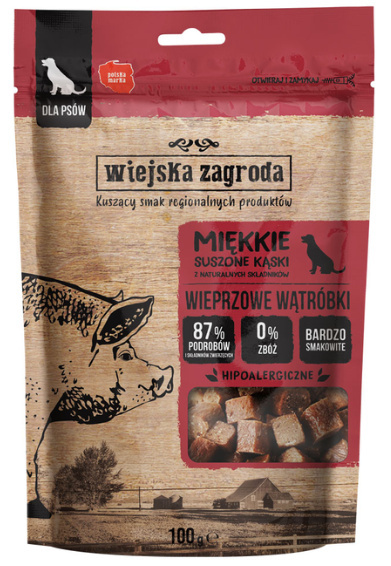 Smaczki dla psa Wiejska Zagroda Wieprzowe wątróbki 100g