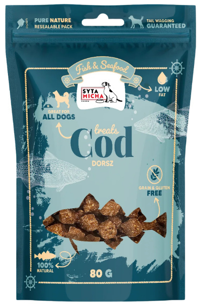 Syta Micha Fish&Seafood Przysmaki dla psa z dorszem 80g