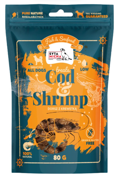 Syta Micha Fish&Seafood Przysmaki dla psa z krewetkami 80g