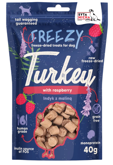 Syta Micha Freezy Liofilizowane smaczki Indyk z malinami 40g