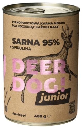 DeerDog Mokra karma dla psa Junior Sarna i spirulina 400g