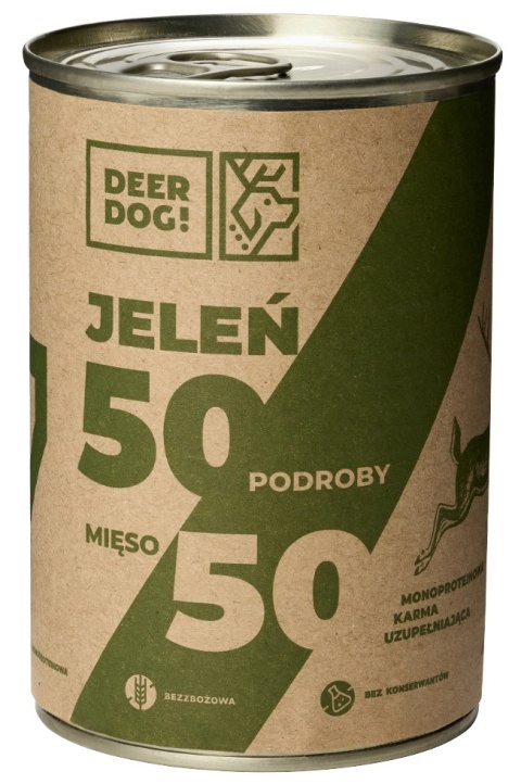 DeerDog Uzupełniająca karma dla psa 50/50 Mięso i podroby z jelenia 400g