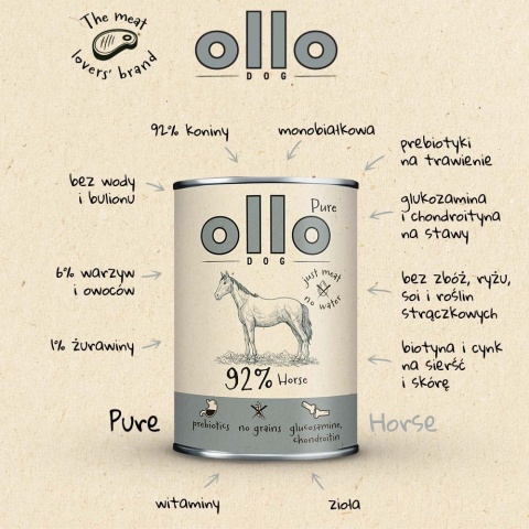 Karma mokra Ollo Pure Koń 400g Karma mokra Ollo Pure Koń 400g