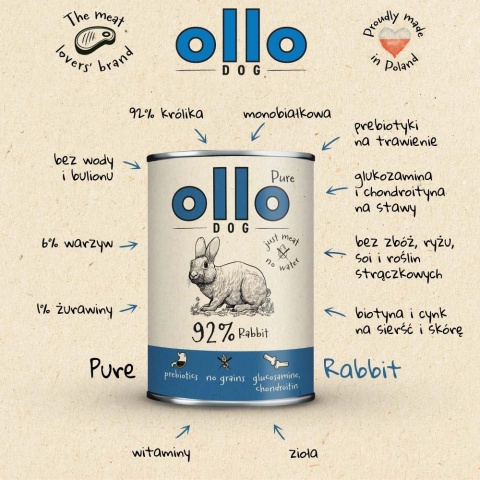 Karma mokra Ollo Pure Królik 400g Karma mokra Ollo Pure Królik 400g