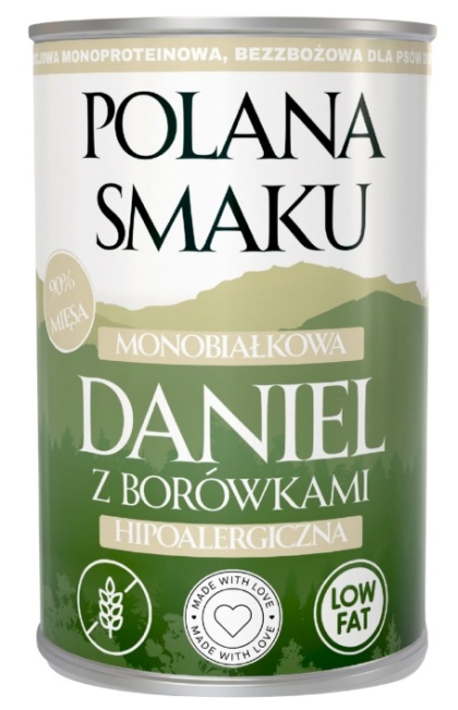 Karma mokra dla psa Polana Smaku Daniel z borówkami 400g