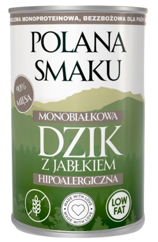 Karma mokra dla psa Polana Smaku Dzik z jabłkiem 400g
