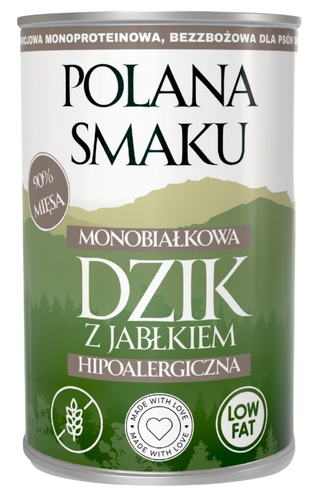 Karma mokra dla psa Polana Smaku Dzik z jabłkiem 400g Karma mokra dla psa Polana Smaku Dzik z jabłkiem 400g
