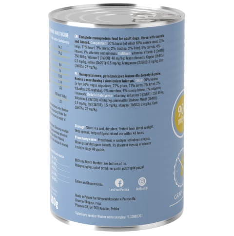 Lovi Food Horse with Carrots Karma z koniną i marchewką 400g Lovi Food Horse with Carrots Karma z koniną i marchewką 400g