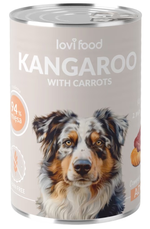 Lovi Food Kangaroo with Carrots Karma dla psa kangur z marchewką 400g Lovi Food Kangaroo with Carrots Karma dla psa kangur z marchewką 400g