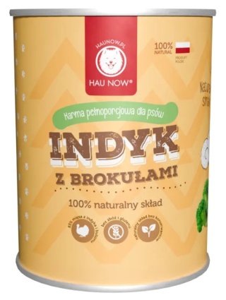 Mokra karma dla psa monobiałkowa Hau Now Indyk z brokułami 400g