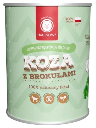 Mokra karma dla psa monobiałkowa Hau Now Koza z brokułami 400g