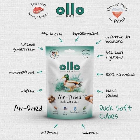Ollo Air Dried Duck Soft Cubes Kosteczki z kaczki 80g Ollo Air Dried Duck Soft Cubes Kosteczki z kaczki 80g