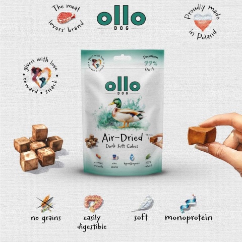 Ollo Air Dried Duck Soft Cubes Kosteczki z kaczki 80g Ollo Air Dried Duck Soft Cubes Kosteczki z kaczki 80g