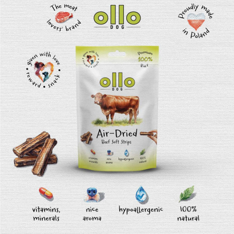 Ollo Air Dried Beef Strips Paski z wołowiny 80g Ollo Air Dried Beef Strips Paski z wołowiny 80g