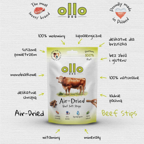 Ollo Air Dried Beef Strips Paski z wołowiny 80g Ollo Air Dried Beef Strips Paski z wołowiny 80g