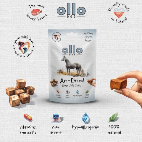 Ollo Air Dried Horse Soft Cubes Kosteczki z koniny 80g
