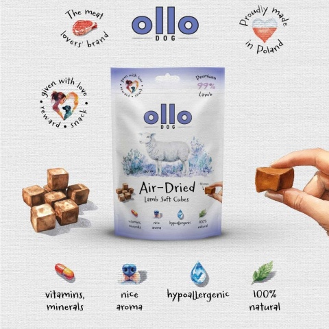 Ollo Air Dried Lamb Soft Cubes Kosteczki z jagnięciny 80g Ollo Air Dried Lamb Soft Cubes Kosteczki z jagnięciny 80g
