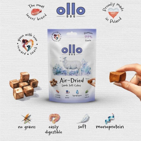 Ollo Air Dried Lamb Soft Cubes Kosteczki z jagnięciny 80g Ollo Air Dried Lamb Soft Cubes Kosteczki z jagnięciny 80g
