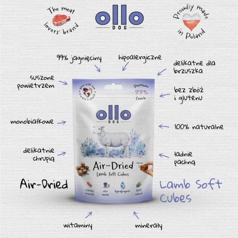 Ollo Air Dried Lamb Soft Cubes Kosteczki z jagnięciny 80g Ollo Air Dried Lamb Soft Cubes Kosteczki z jagnięciny 80g