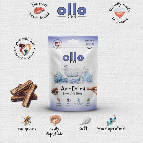 Ollo Air Dried Lamb Strips Paski z jagnięciny 80g Ollo Air Dried Lamb Strips Paski z jagnięciny 80g