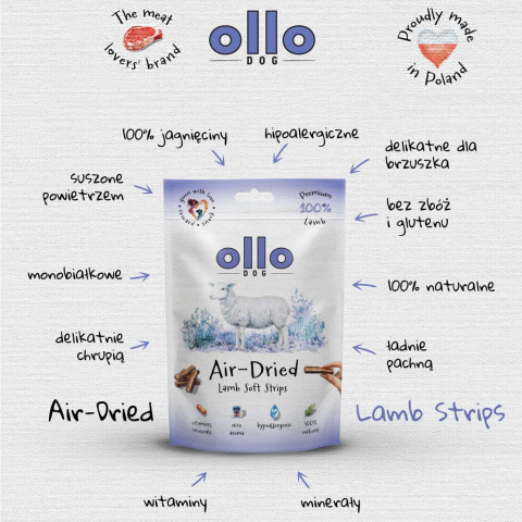Ollo Air Dried Lamb Strips Paski z jagnięciny 80g Ollo Air Dried Lamb Strips Paski z jagnięciny 80g