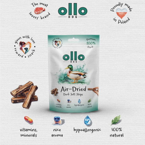 Ollo Air Dried Lamb Strips Paski z kaczki 80g Ollo Air Dried Lamb Strips Paski z kaczki 80g