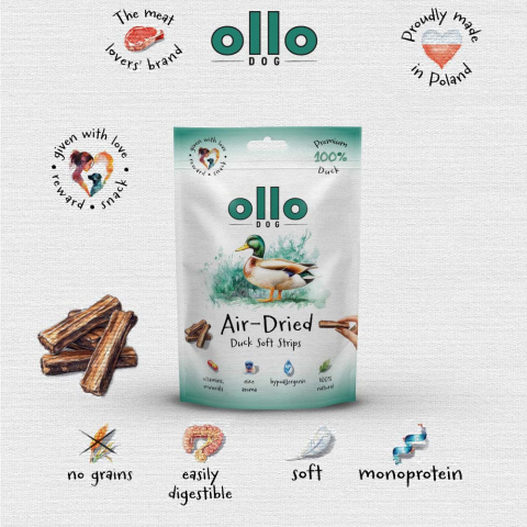 Ollo Air Dried Lamb Strips Paski z kaczki 80g Ollo Air Dried Lamb Strips Paski z kaczki 80g