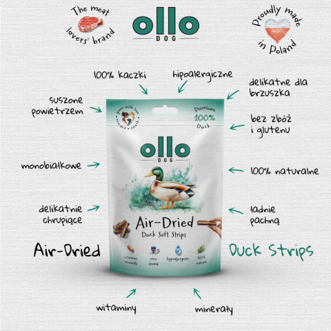 Ollo Air Dried Lamb Strips Paski z kaczki 80g Ollo Air Dried Lamb Strips Paski z kaczki 80g