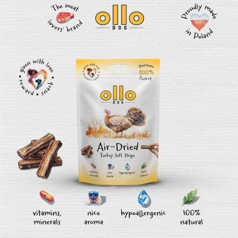 Ollo Air Dried Turkey Strips Paski z indyka 80g Ollo Air Dried Turkey Strips Paski z indyka 80g