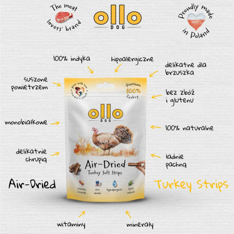 Ollo Air Dried Turkey Strips Paski z indyka 80g Ollo Air Dried Turkey Strips Paski z indyka 80g