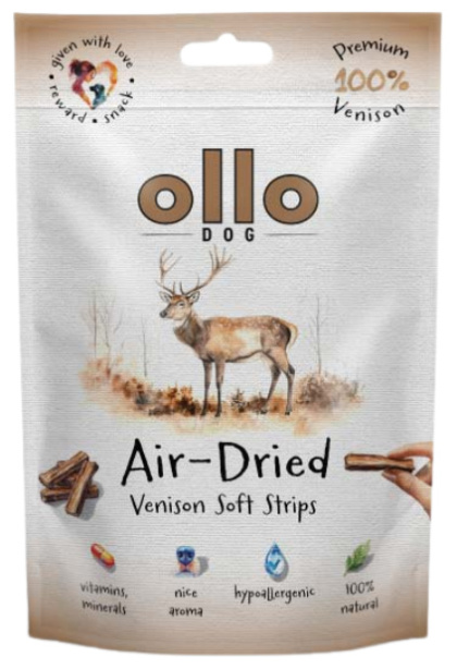Ollo Air Dried Venison Strips Paski z jelenia 80g