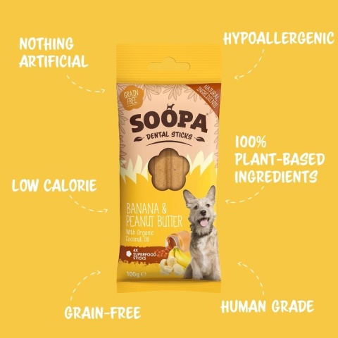 Soopa Dental Stick Banan i Masło orzechowe 100g