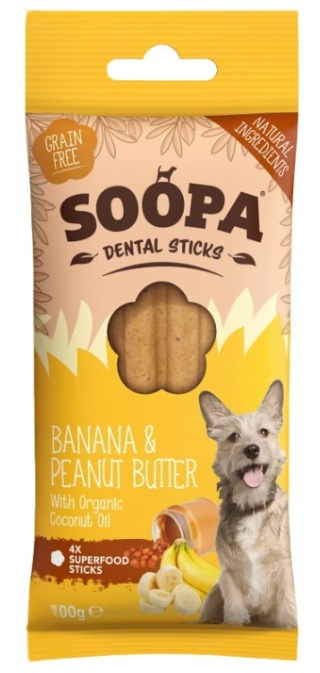 Soopa Dental Stick Banan i Masło orzechowe 100g