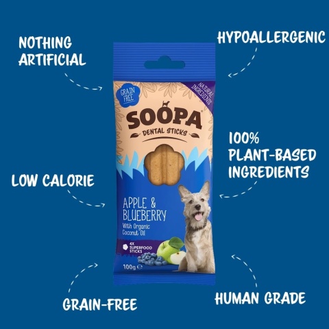 Soopa Dental Stick Jabłko i borówka 100g